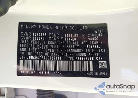 2017 Honda Accord Touring Hybrid z USA, uszkodzony, nr VIN JHMCR6F75HC025141